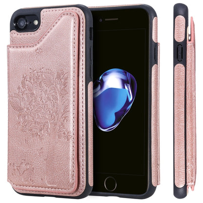 For iPhone 7 / 8 Cat Tree Embossing Pattern Shockproof Protective Case with Card Slots & Photo Frame(Rose Gold) by buy2fix