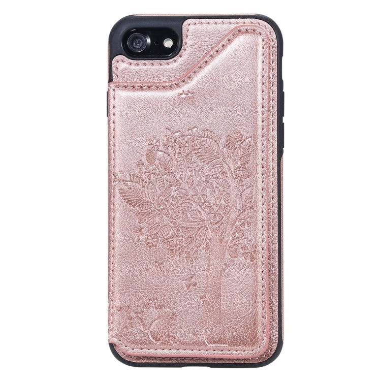 For iPhone 7 / 8 Cat Tree Embossing Pattern Shockproof Protective Case with Card Slots & Photo Frame(Rose Gold) by buy2fix