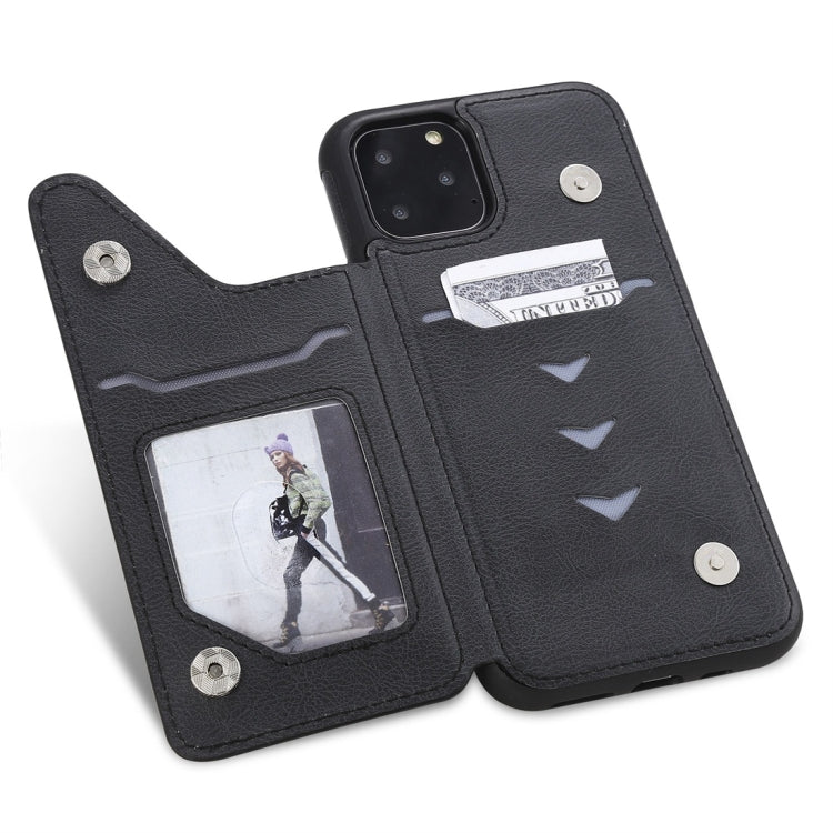 For iPhone 11 Pro Cat Tree Embossing Pattern Shockproof Protective Case with Card Slots & Photo Frame(Black) by buy2fix