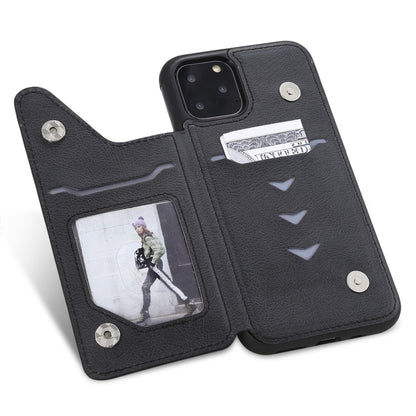 For iPhone 11 Pro Cat Tree Embossing Pattern Shockproof Protective Case with Card Slots & Photo Frame(Black) by buy2fix