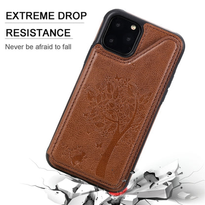 For iPhone 11 Pro Cat Tree Embossing Pattern Shockproof Protective Case with Card Slots & Photo Frame(Black) by buy2fix