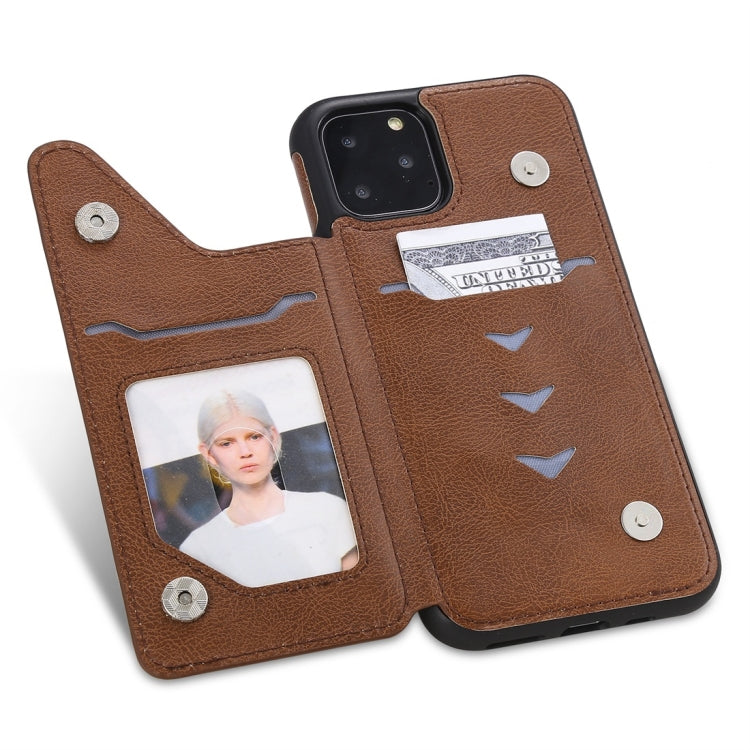 For iPhone 11 Pro Cat Tree Embossing Pattern Shockproof Protective Case with Card Slots & Photo Frame(Brown) by buy2fix