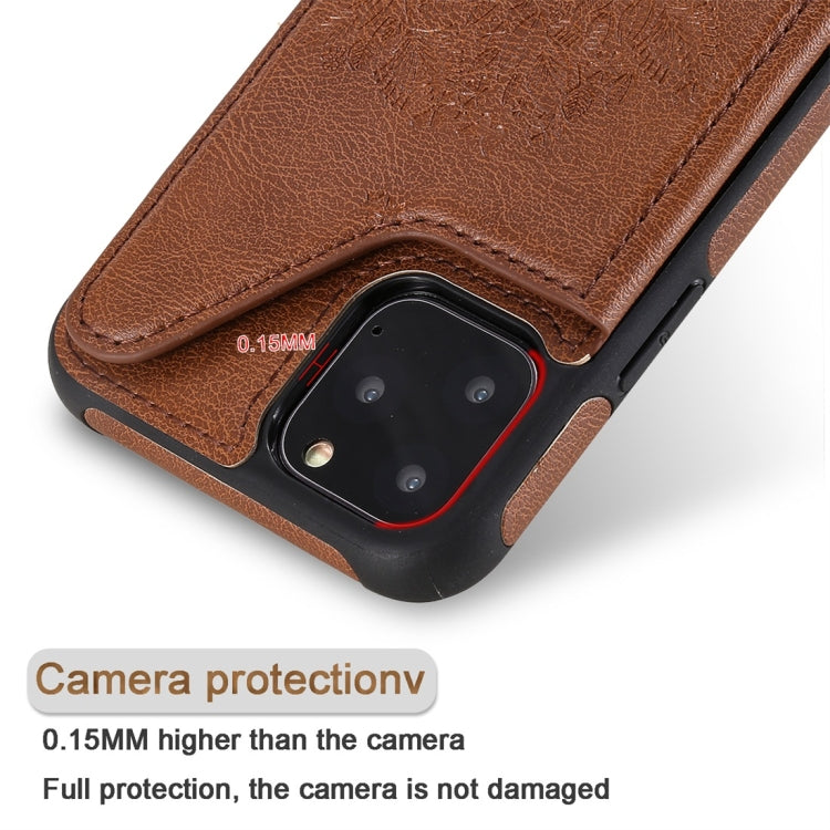 For iPhone 11 Pro Cat Tree Embossing Pattern Shockproof Protective Case with Card Slots & Photo Frame(Brown) by buy2fix