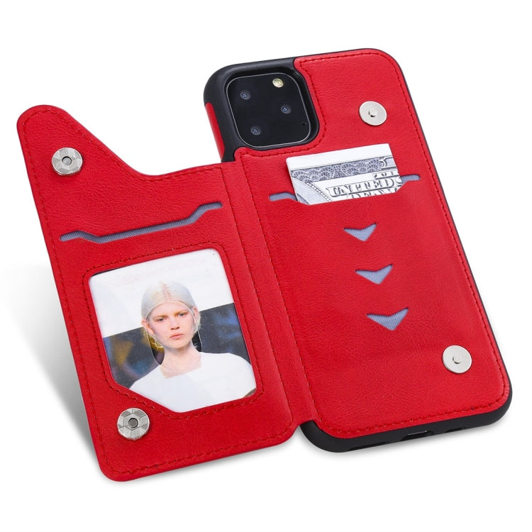 For iPhone 11 Pro Cat Tree Embossing Pattern Shockproof Protective Case with Card Slots & Photo Frame(Red) by buy2fix