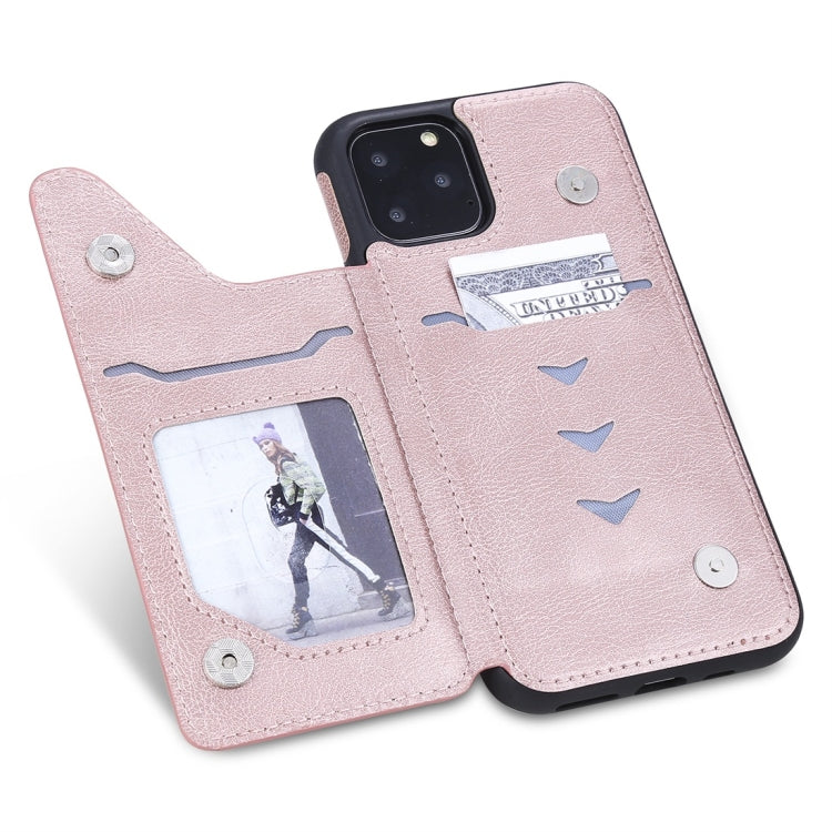 For iPhone 11 Pro Cat Tree Embossing Pattern Shockproof Protective Case with Card Slots & Photo Frame(Rose Gold) by buy2fix