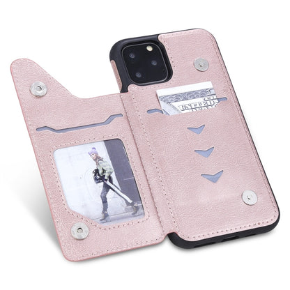 For iPhone 11 Pro Cat Tree Embossing Pattern Shockproof Protective Case with Card Slots & Photo Frame(Rose Gold) by buy2fix