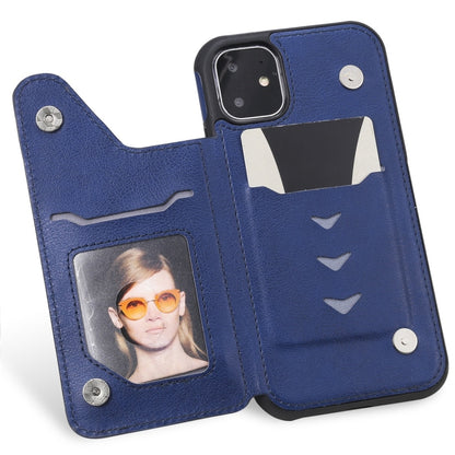 For iPhone 11 Cat Tree Embossing Pattern Shockproof Protective Case with Card Slots & Photo Frame(Blue) by buy2fix