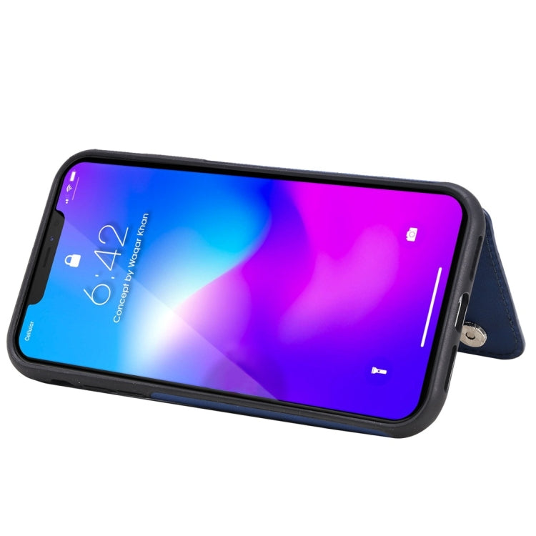 For iPhone 11 Cat Tree Embossing Pattern Shockproof Protective Case with Card Slots & Photo Frame(Blue) by buy2fix