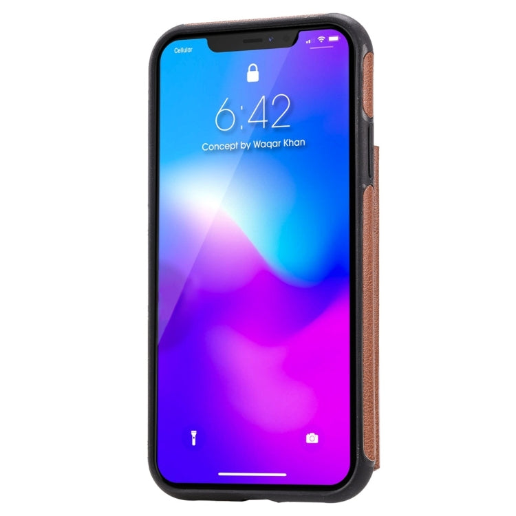 For iPhone 11 Cat Tree Embossing Pattern Shockproof Protective Case with Card Slots & Photo Frame(Brown) by buy2fix