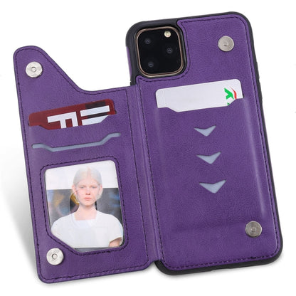 For iPhone 11 Pro Max Cat Tree Embossing Pattern Shockproof Protective Case with Card Slots & Photo Frame(Purple) by buy2fix