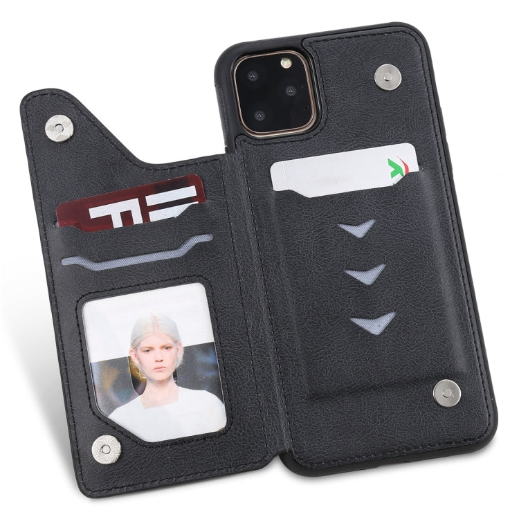 For iPhone 11 Pro Max Cat Tree Embossing Pattern Shockproof Protective Case with Card Slots & Photo Frame(Black) by buy2fix