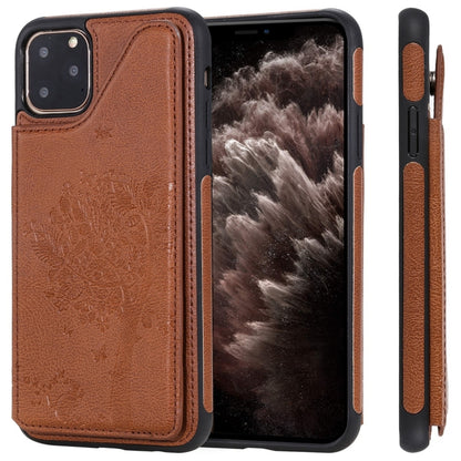 For iPhone 11 Pro Max Cat Tree Embossing Pattern Shockproof Protective Case with Card Slots & Photo Frame(Brown) by buy2fix