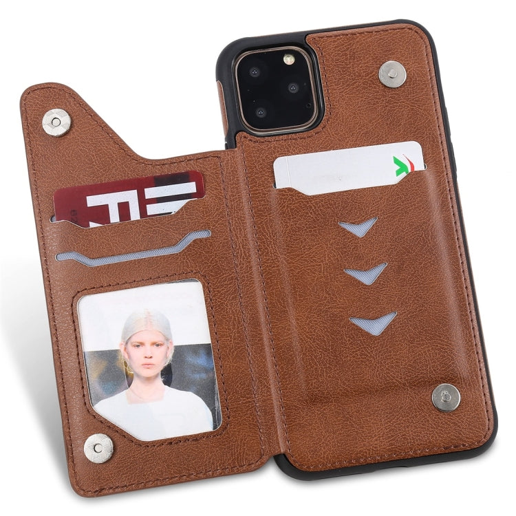 For iPhone 11 Pro Max Cat Tree Embossing Pattern Shockproof Protective Case with Card Slots & Photo Frame(Brown) by buy2fix