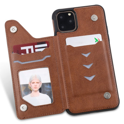 For iPhone 11 Pro Max Cat Tree Embossing Pattern Shockproof Protective Case with Card Slots & Photo Frame(Brown) by buy2fix