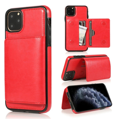 For iPhone 11 Pro Shockproof PU + TPU Protective Case with Card Slots & Holder(Red) by buy2fix