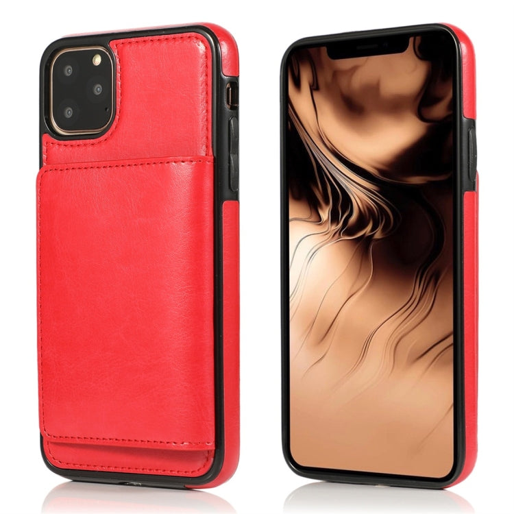 For iPhone 11 Pro Shockproof PU + TPU Protective Case with Card Slots & Holder(Red) by buy2fix