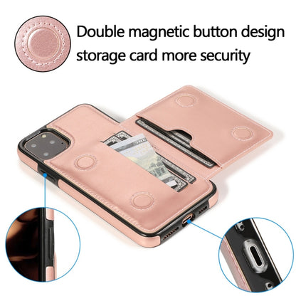 For iPhone 11 Pro Max Shockproof PU + TPU Protective Case with Card Slots & Holder(Rose Gold) by buy2fix