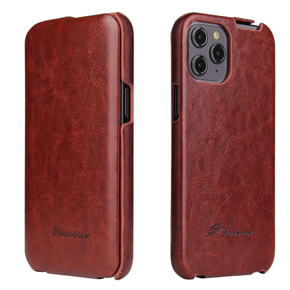 For iPhone 12 mini Fierre Shann Retro Oil Wax Texture Vertical Flip PU Leather Case (Brown) by FIERRE SHANN