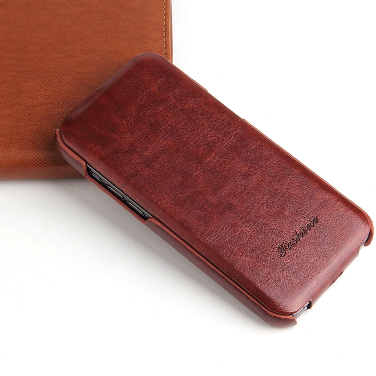 For iPhone 12 Pro Max Fierre Shann Retro Oil Wax Texture Vertical Flip PU Leather Case(Brown) by FIERRE SHANN