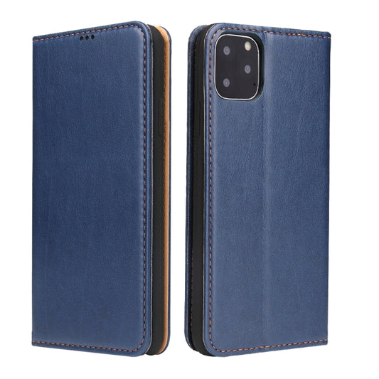 Fierre Shann PU Genuine Leather Texture Horizontal Flip Leather Case with Holder & Card Slots & Wallet For iPhone 11(Blue) by FIERRE SHANN