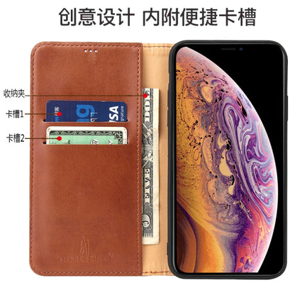 Fierre Shann PU Genuine Leather Texture Horizontal Flip Leather Case with Holder & Card Slots & Wallet For iPhone 11(Blue) by FIERRE SHANN
