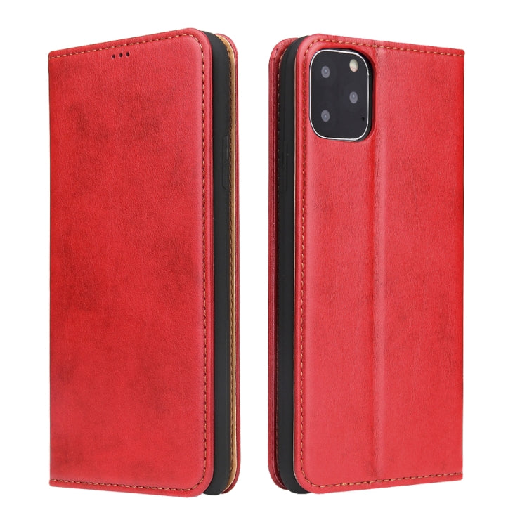 Fierre Shann PU Genuine Leather Texture Horizontal Flip Leather Case with Holder & Card Slots & Wallet For iPhone 11 Pro(Red) by FIERRE SHANN