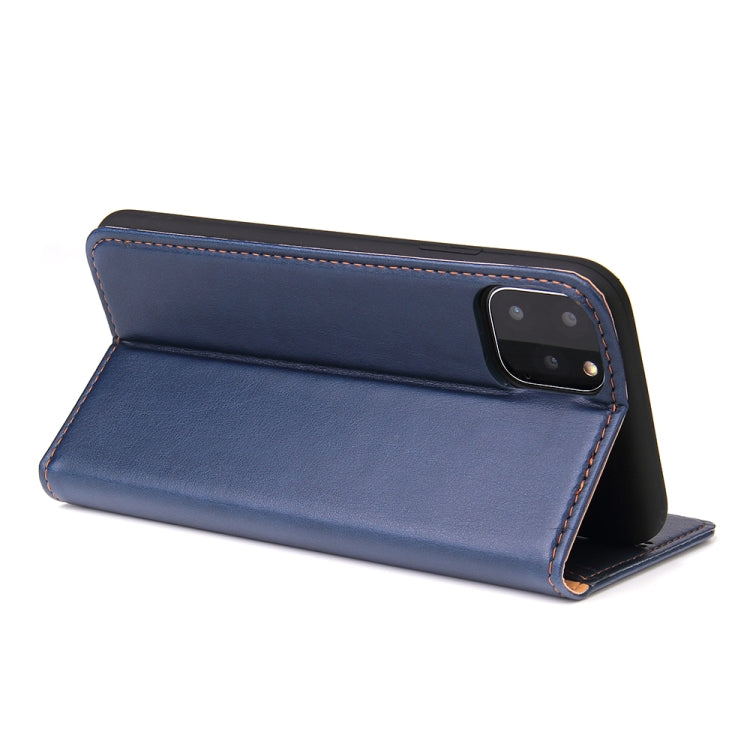 Fierre Shann PU Genuine Leather Texture Horizontal Flip Leather Case with Holder & Card Slots & Wallet For iPhone 11 Pro(Blue) by FIERRE SHANN