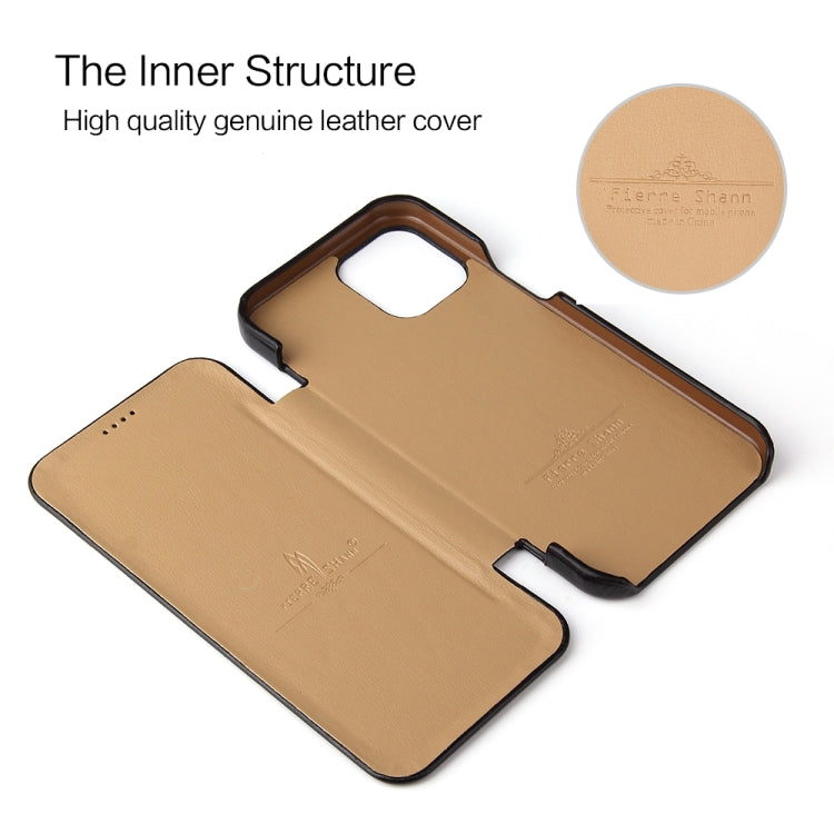 For iPhone 12 mini Fierre Shann Business Magnetic Horizontal Flip Genuine Leather Case (Black) by FIERRE SHANN