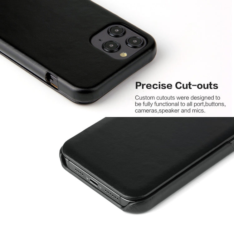 For iPhone 12 mini Fierre Shann Business Magnetic Horizontal Flip Genuine Leather Case (Black) by FIERRE SHANN