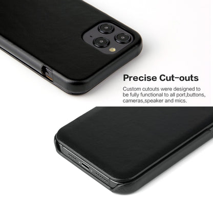 For iPhone 12 mini Fierre Shann Business Magnetic Horizontal Flip Genuine Leather Case (Black) by FIERRE SHANN