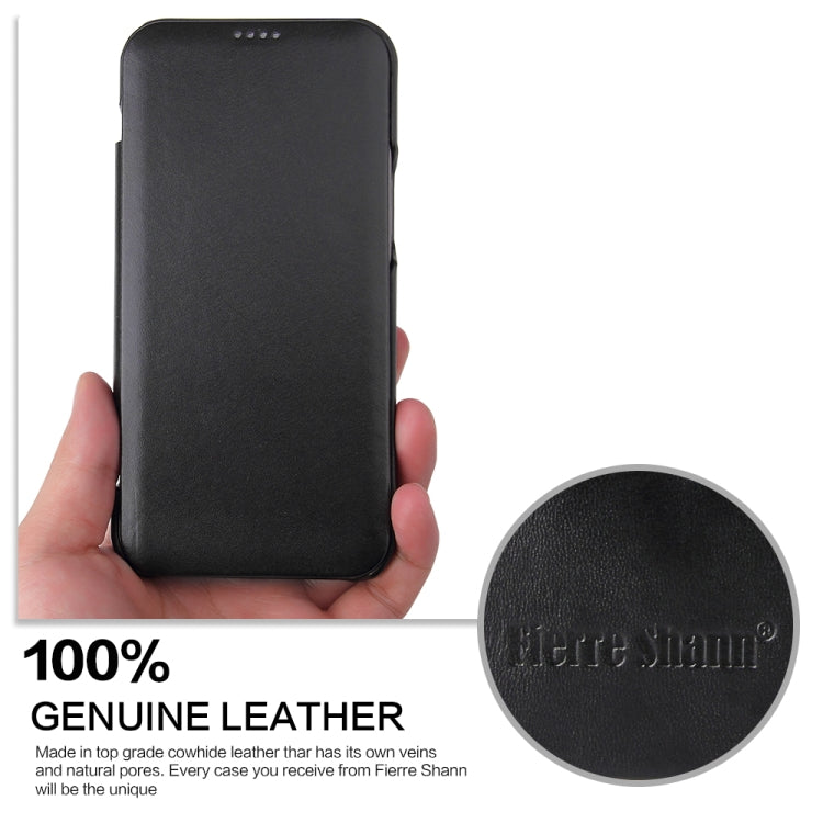 For iPhone 12 mini Fierre Shann Business Magnetic Horizontal Flip Genuine Leather Case (Black) by FIERRE SHANN
