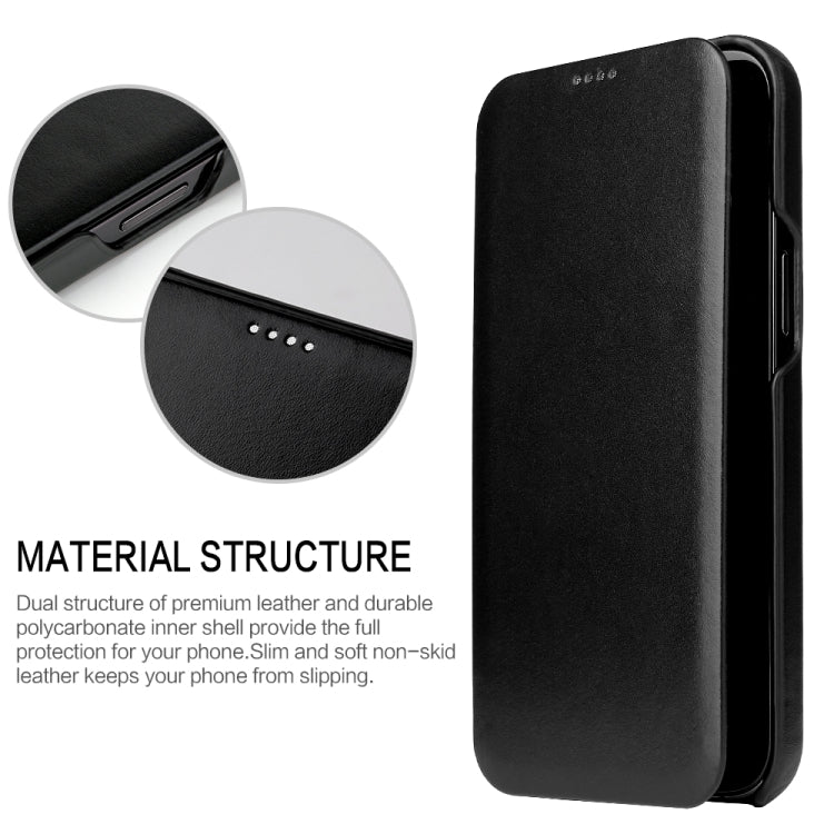For iPhone 12 mini Fierre Shann Business Magnetic Horizontal Flip Genuine Leather Case (Black) by FIERRE SHANN