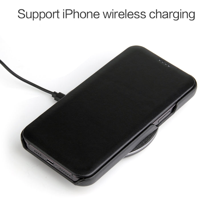 For iPhone 12 mini Fierre Shann Business Magnetic Horizontal Flip Genuine Leather Case (Black) by FIERRE SHANN