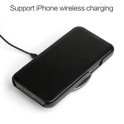 For iPhone 12 mini Fierre Shann Business Magnetic Horizontal Flip Genuine Leather Case (Black) by FIERRE SHANN