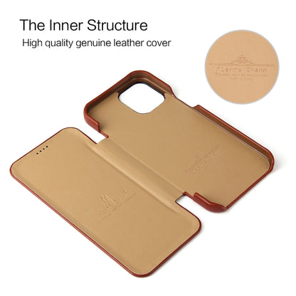 For iPhone 12 mini Fierre Shann Business Magnetic Horizontal Flip Genuine Leather Case (Brown) by FIERRE SHANN