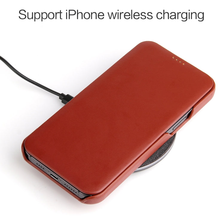 For iPhone 12 mini Fierre Shann Business Magnetic Horizontal Flip Genuine Leather Case (Brown) by FIERRE SHANN