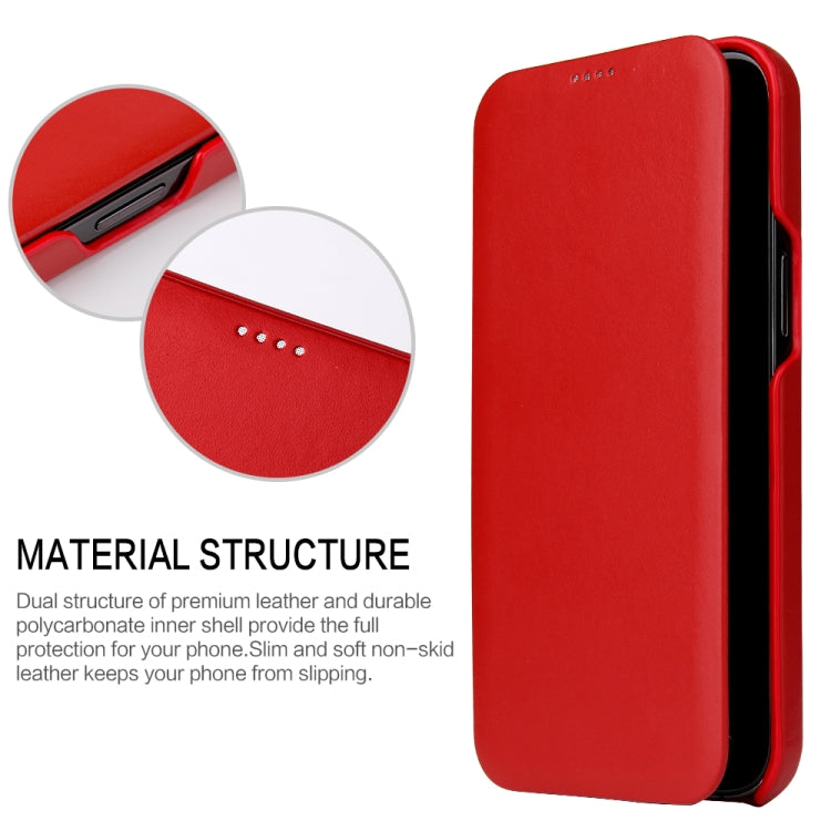For iPhone 12 mini Fierre Shann Business Magnetic Horizontal Flip Genuine Leather Case (Red) by FIERRE SHANN