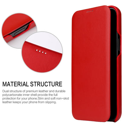 For iPhone 12 mini Fierre Shann Business Magnetic Horizontal Flip Genuine Leather Case (Red) by FIERRE SHANN