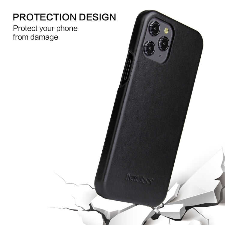 For iPhone 12 / 12 Pro Fierre Shann Business Magnetic Horizontal Flip Genuine Leather Case(Black) by FIERRE SHANN
