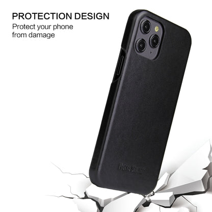 For iPhone 12 / 12 Pro Fierre Shann Business Magnetic Horizontal Flip Genuine Leather Case(Black) by FIERRE SHANN