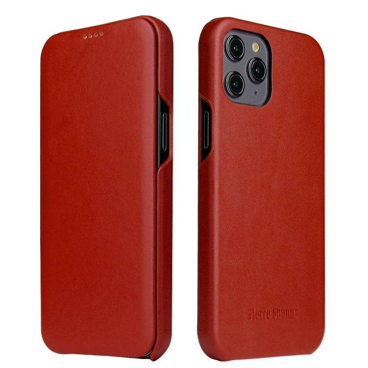 For iPhone 12 / 12 Pro Fierre Shann Business Magnetic Horizontal Flip Genuine Leather Case(Brown) by FIERRE SHANN