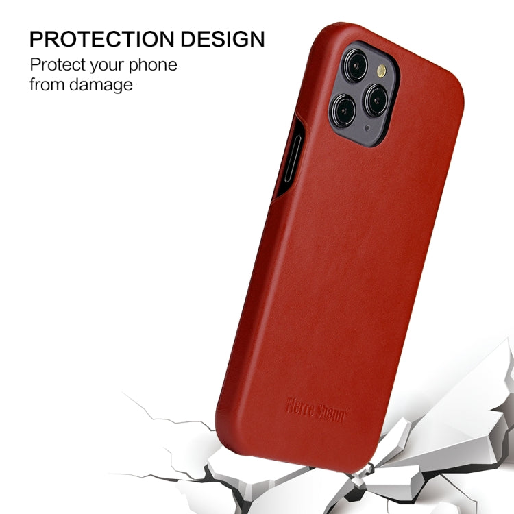 For iPhone 12 Pro Max Fierre Shann Business Magnetic Horizontal Flip Genuine Leather Case(Brown) by FIERRE SHANN