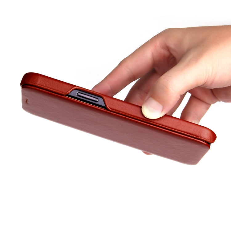 For iPhone 12 Pro Max Fierre Shann Business Magnetic Horizontal Flip Genuine Leather Case(Brown) by FIERRE SHANN