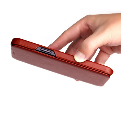 For iPhone 12 Pro Max Fierre Shann Business Magnetic Horizontal Flip Genuine Leather Case(Brown) by FIERRE SHANN