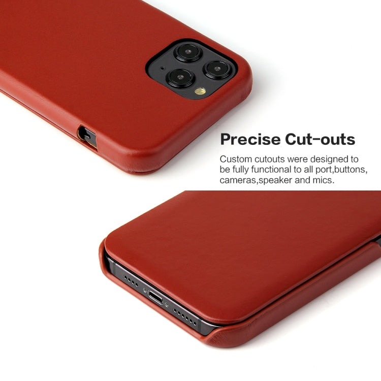 For iPhone 12 Pro Max Fierre Shann Business Magnetic Horizontal Flip Genuine Leather Case(Brown) by FIERRE SHANN