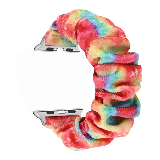 Flannel Hair Ring Strap Watch Band For Apple Watch Series 9&8&7 41mm / SE 3&SE 2&6&SE&5&4 40mm / 3&2&1 38mm(6) by buy2fix