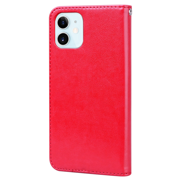 For iPhone 12 Rose Embossed Horizontal Flip PU Leather Case with Holder & Card Slots & Wallet(Red) by buy2fix