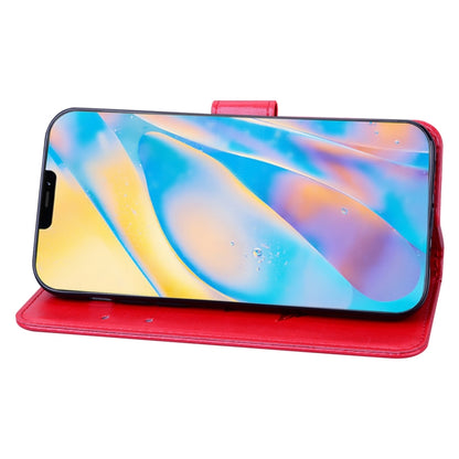 For iPhone 12 Rose Embossed Horizontal Flip PU Leather Case with Holder & Card Slots & Wallet(Red) by buy2fix