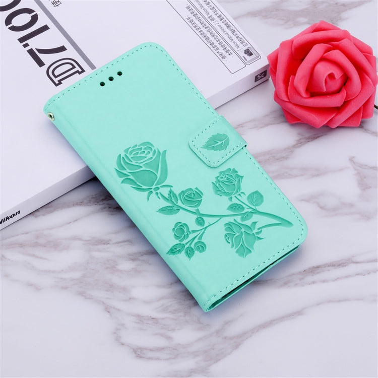 For iPhone 12 Rose Embossed Horizontal Flip PU Leather Case with Holder & Card Slots & Wallet(Green) by buy2fix
