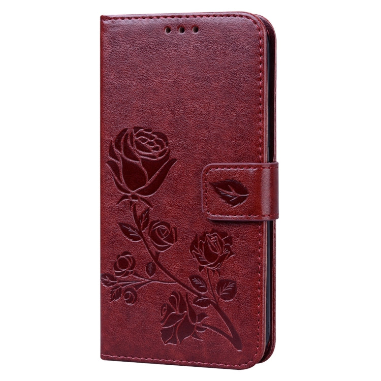 For iPhone 12 Pro Rose Embossed Horizontal Flip PU Leather Case with Holder & Card Slots & Wallet(Brown) by buy2fix